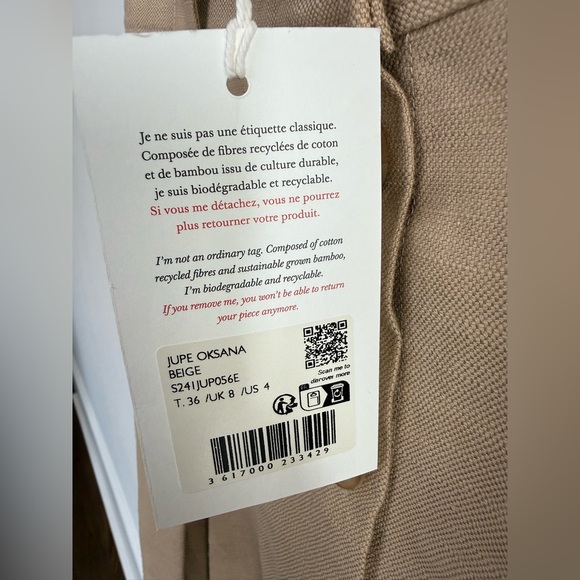 Sézane Oksana Midi Skirt – NWT – Size US 4 / EU 36- beige - Picture 7 of 11